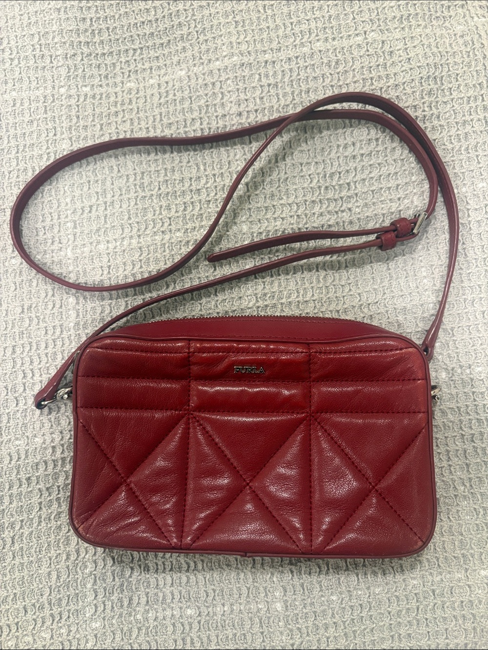 Furla Burgundy Quilted Leather Crossbody Bag